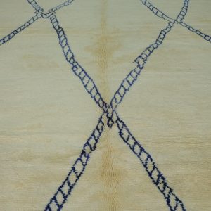 Handmade Beni Ourain Rug 12.30 ft x 10.40 ft - Handmade White & Blue Rug -  Rug modern design - Art Deco Rug