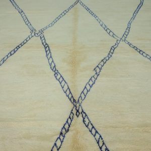 Handmade Beni Ourain Rug 12.30 ft x 10.40 ft - Handmade White & Blue Rug -  Rug modern design - Art Deco Rug