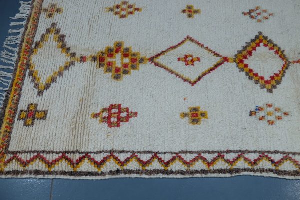 Vintage Colored Azilal rug 7.21 ft x 4 ft  , Art Deco Rug, Wool Moroccan rug,Handmade Berber Rug, Geometric Berber Rug from Morocco