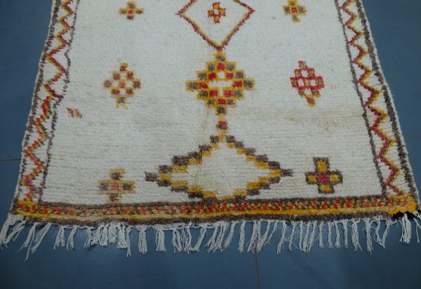 Vintage Colored Azilal rug 7.21 ft x 4 ft  , Art Deco Rug, Wool Moroccan rug,Handmade Berber Rug, Geometric Berber Rug from Morocco