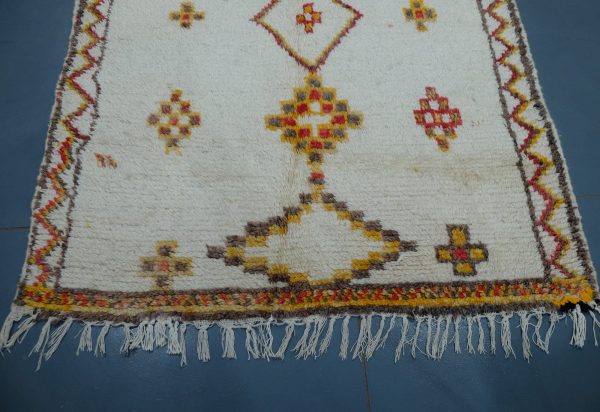 Vintage Colored Azilal rug 7.21 ft x 4 ft  , Art Deco Rug, Wool Moroccan rug,Handmade Berber Rug, Geometric Berber Rug from Morocco