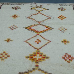 Vintage Colored Azilal rug 7.21 ft x 4 ft  , Art Deco Rug, Wool Moroccan rug,Handmade Berber Rug, Geometric Berber Rug from Morocco