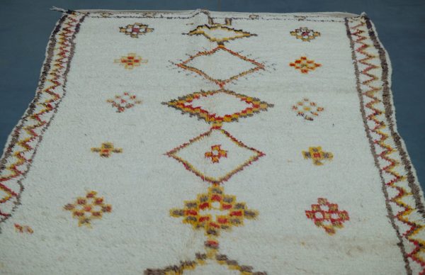 Vintage Colored Azilal rug 7.21 ft x 4 ft  , Art Deco Rug, Wool Moroccan rug,Handmade Berber Rug, Geometric Berber Rug from Morocco