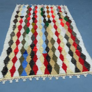 Colored Azilal rug, 7.87 ft x 4.59 ft , Art Deco Rug, Wool Moroccan rug, Handmade Berber Rug, Geometric Berber Rug from Morocco