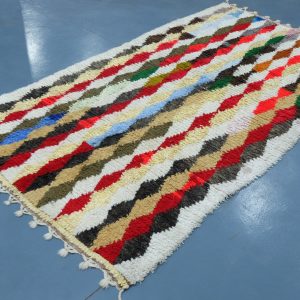 Colored Azilal rug, 7.87 ft x 4.59 ft , Art Deco Rug, Wool Moroccan rug, Handmade Berber Rug, Geometric Berber Rug from Morocco