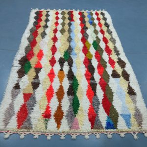 Colored Azilal rug, 7.87 ft x 4.59 ft , Art Deco Rug, Wool Moroccan rug, Handmade Berber Rug, Geometric Berber Rug from Morocco