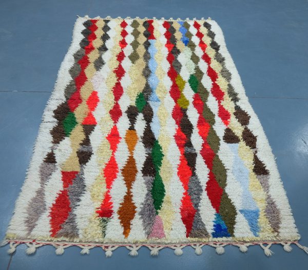 Colored Azilal rug, 7.87 ft x 4.59 ft , Art Deco Rug, Wool Moroccan rug, Handmade Berber Rug, Geometric Berber Rug from Morocco