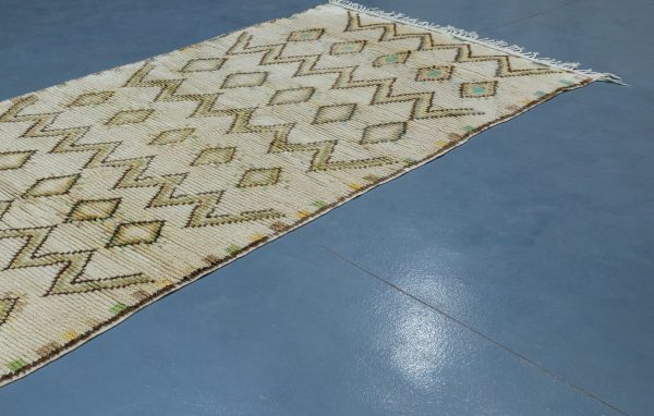Vintage Geometric Beni ourain rug 10.17 ft x 4.19 ft , Authentic Moroccan rug, Berber carpet, Handmade rug, Beni ourain style