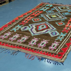 Brown Azilal rug, 9.94 ft x 5.7 ft , Art Deco Rug, Wool Moroccan rug, , Handmade Berber Rug, Geometric Berber Rug from Morocco