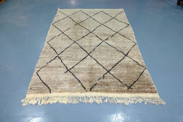 Wool Brown Beni Ourain rug, 7.87 ft x 5.01 ft , Art Deco Rug, Wool Moroccan rug, , Handmade Berber Rug, Beni Berber Rug from Morocco