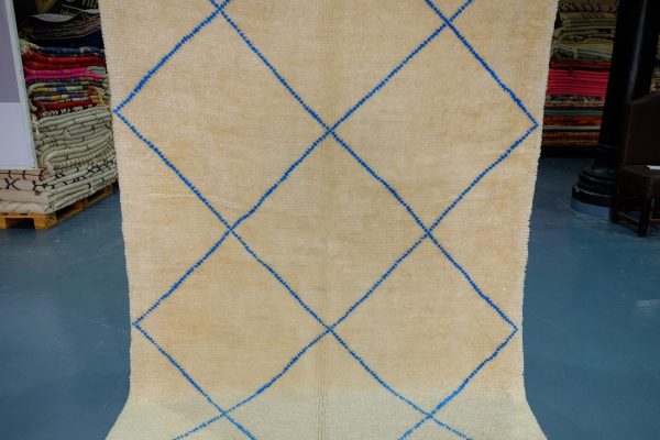 Morrocan beni Ourain rug 7.38 ft x 5.01 ft , Art Deco Rug, Wool Moroccan rug, Berber Rug from Morocco