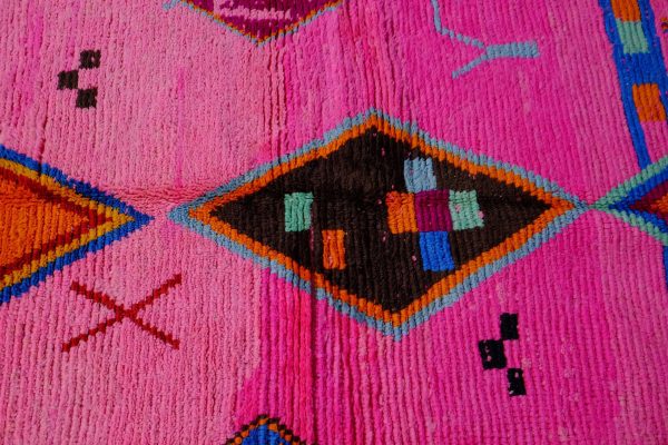 Pink Moroccan Azilal rug, 8.85 ft x 4.92 ft , Art Deco Rug, Wool Moroccan rug, Handmade Berber Rug, Abstract Berber Rug from Morocco