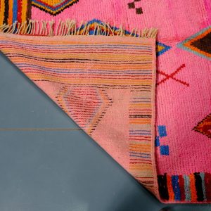 Pink Moroccan Azilal rug, 8.85 ft x 4.92 ft , Art Deco Rug, Wool Moroccan rug, Handmade Berber Rug, Abstract Berber Rug from Morocco