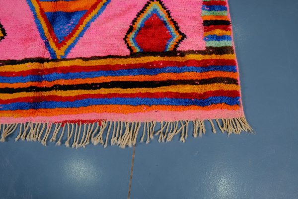 Pink Moroccan Azilal rug, 8.85 ft x 4.92 ft , Art Deco Rug, Wool Moroccan rug, Handmade Berber Rug, Abstract Berber Rug from Morocco