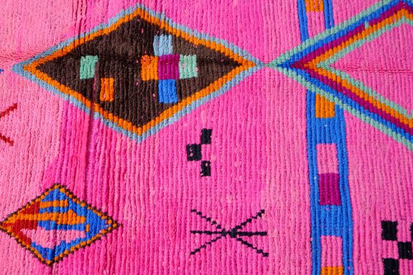 Pink Moroccan Azilal rug, 8.85 ft x 4.92 ft , Art Deco Rug, Wool Moroccan rug, Handmade Berber Rug, Abstract Berber Rug from Morocco