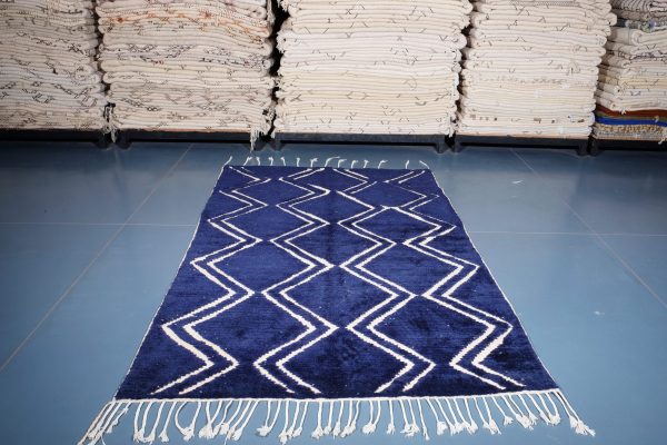 Blue Beni ourain rug 8.39 ft x 5.57 ft , Beniourain moroccan Rug, Wool Moroccan rug, Handmade Berber Rug, Abstract Berber Rug from Morocco