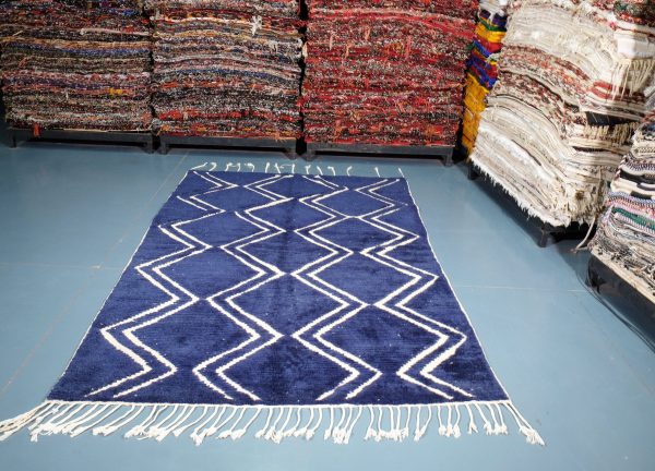 Blue Beni ourain rug 8.39 ft x 5.57 ft , Beniourain moroccan Rug, Wool Moroccan rug, Handmade Berber Rug, Abstract Berber Rug from Morocco