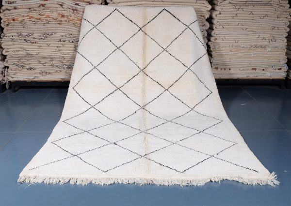Beni ourain Moroccan rug 9.97 ft x 6.66 ft, white rug, Beniourain moroccan Rug, Wool Moroccan rug, Handmade Berber Rug, Abstract Berber Rug