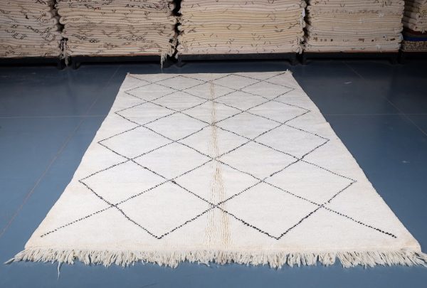 Beni ourain Moroccan rug 9.97 ft x 6.66 ft, white rug, Beniourain moroccan Rug, Wool Moroccan rug, Handmade Berber Rug, Abstract Berber Rug