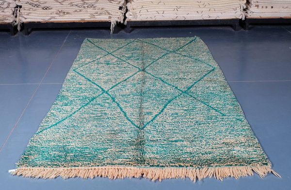 Beni ourain rug 8.26 ft x 4.98 ft  , Beniourain green Rug, Wool Moroccan rug, Handmade Berber Rug, Abstract Berber Rug from Morocco