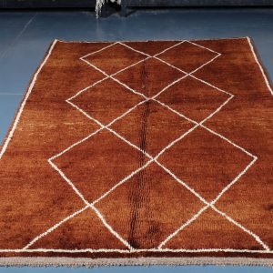 Brown Custom Moroccan rug , Beni ourain rug 7.74 ft x 4.98 ft ,  brown Rug, Wool Moroccan rug, Handmade Berber Rug, Berber Rug from Morocco