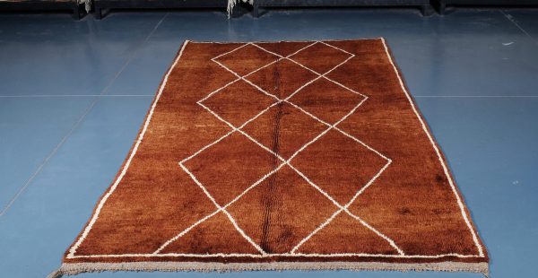 Brown Custom Moroccan rug , Beni ourain rug 7.74 ft x 4.98 ft ,  brown Rug, Wool Moroccan rug, Handmade Berber Rug, Berber Rug from Morocco