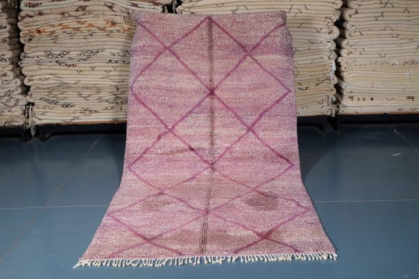 Beni ourain rug 8.36 ft x 4.52 ft  , Beni ourain purple Rug, Wool Moroccan rug, Handmade Berber Rug, Abstract Berber Rug from Morocco