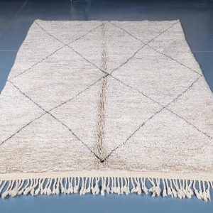 Beni ourain rug 7.54 ft x 5.08 ft  , Beniourain white Rug, Wool Moroccan rug, Handmade Berber Rug, Abstract Berber Rug from Morocco