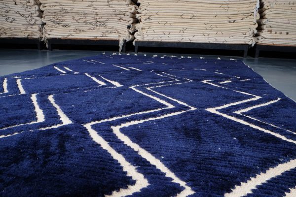 Blue Beni ourain rug 8.39 ft x 5.57 ft , Beniourain moroccan Rug, Wool Moroccan rug, Handmade Berber Rug, Abstract Berber Rug from Morocco