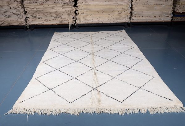 Beni ourain Moroccan rug 9.97 ft x 6.66 ft, white rug, Beniourain moroccan Rug, Wool Moroccan rug, Handmade Berber Rug, Abstract Berber Rug