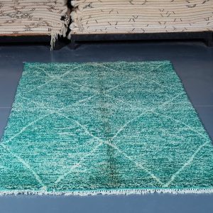 Beni ourain rug 7ft x 4ft , Moroccan green Rug, Genuine Wool Moroccan rug, Handmade Berber Rug,  Authentic Moroccan rug Hand knotted