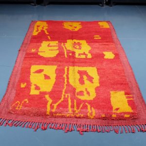 Moroccan Azilal Rug 7.70 ft x 4.59 ft, Red Rug, Azilal Moroccan Area Rug, Berber handmade carpet, Moroccan Rug, Wool Rug