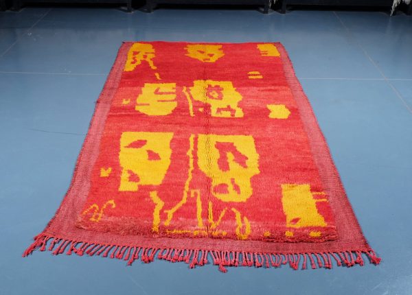 Moroccan Azilal Rug 7.70 ft x 4.59 ft, Red Rug, Azilal Moroccan Area Rug, Berber handmade carpet, Moroccan Rug, Wool Rug