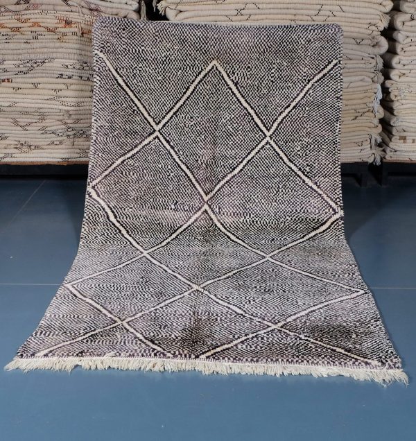 Geometric Beni ourain rug 8.36 ft x 4.82 ft , Black Beni ourain rug, Authentic Moroccan rug, Berber carpet, Handmade rug, Beni ourain style