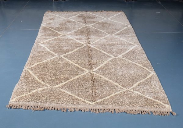 Beni ourain rug 8.10 ft x 4.98 ft  , Beniourain brown Rug, Wool Moroccan rug, Handmade Berber Rug, Abstract Berber Rug from Morocco