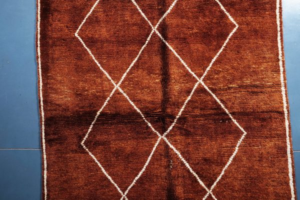 Brown Custom Moroccan rug , Beni ourain rug 7.74 ft x 4.98 ft ,  brown Rug, Wool Moroccan rug, Handmade Berber Rug, Berber Rug from Morocco