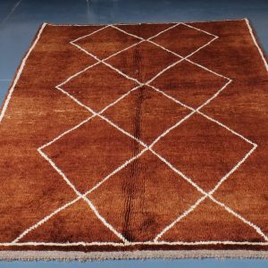 Brown Custom Moroccan rug , Beni ourain rug 7.74 ft x 4.98 ft ,  brown Rug, Wool Moroccan rug, Handmade Berber Rug, Berber Rug from Morocco