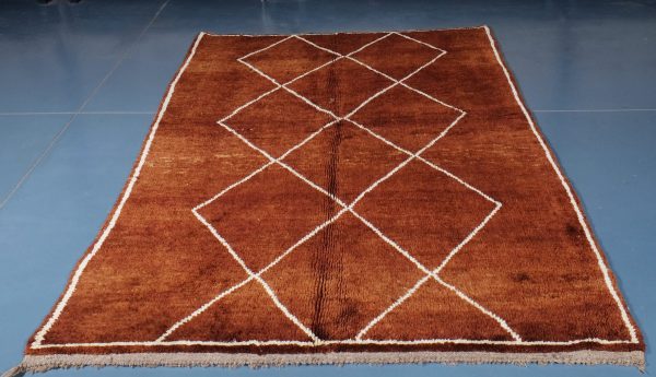 Brown Custom Moroccan rug , Beni ourain rug 7.74 ft x 4.98 ft ,  brown Rug, Wool Moroccan rug, Handmade Berber Rug, Berber Rug from Morocco