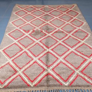 Beni ourain rug 8.07 ft x 4.69 ft  , Beniourain gray Rug, Wool Moroccan rug, Handmade Berber Rug, Abstract Berber Rug from Morocco