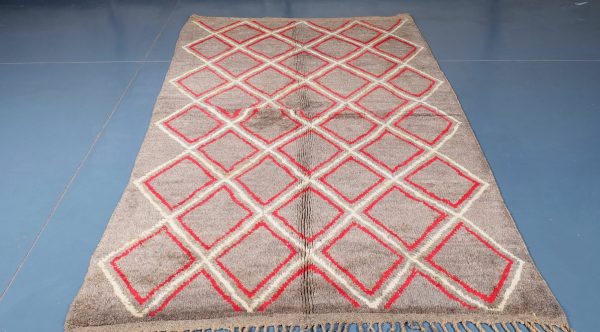 Beni ourain rug 8.07 ft x 4.69 ft  , Beniourain gray Rug, Wool Moroccan rug, Handmade Berber Rug, Abstract Berber Rug from Morocco