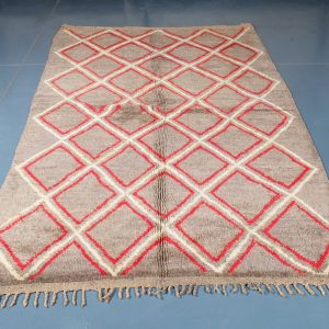 Beni ourain rug 8.07 ft x 4.69 ft  , Beniourain gray Rug, Wool Moroccan rug, Handmade Berber Rug, Abstract Berber Rug from Morocco