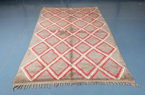 Beni ourain rug 8.07 ft x 4.69 ft  , Beniourain gray Rug, Wool Moroccan rug, Handmade Berber Rug, Abstract Berber Rug from Morocco