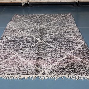 Beni ourain rug 7.97 ft x 5.38 ft  , Beniourain black Rug, Wool Moroccan rug, Handmade Berber Rug, Abstract Berber Rug from Morocco