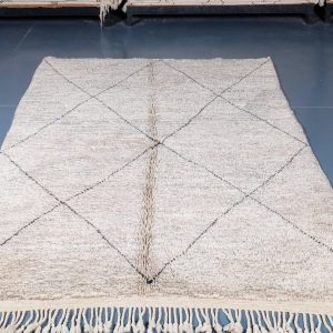 Beni ourain rug 7.54 ft x 5.08 ft  , Beniourain white Rug, Wool Moroccan rug, Handmade Berber Rug, Abstract Berber Rug from Morocco