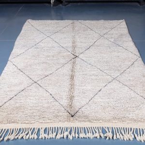 Beni ourain rug 7.54 ft x 5.08 ft  , Beniourain white Rug, Wool Moroccan rug, Handmade Berber Rug, Abstract Berber Rug from Morocco