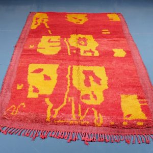 Moroccan Azilal Rug 7.70 ft x 4.59 ft, Red Rug, Azilal Moroccan Area Rug, Berber handmade carpet, Moroccan Rug, Wool Rug