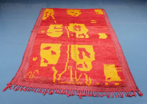 Moroccan Azilal Rug 7.70 ft x 4.59 ft, Red Rug, Azilal Moroccan Area Rug, Berber handmade carpet, Moroccan Rug, Wool Rug