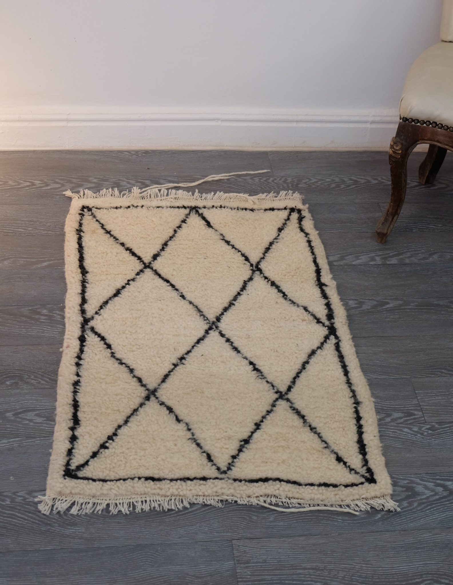 Small Moroccan Rug - Moroccan Beni Ourain Rug 2.95ft x 1.95ft ...
