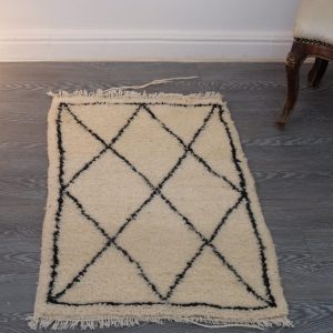 Moroccan Beni ourain Rug 2.95ft x 1.95ft, Small Beni ourain Rug, Beni ourain Moroccan Area Rug, Berber handmade carpet, Small Moroccan Rug