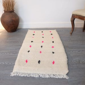 Moroccan Beni ourain Rug 3.1ft x 1.6ft, Small Beni ourain Rug, Handmade natural wool, Beni rug,  Bedside rug, Wool Rug, Small moroccan rug